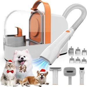 AIRROBO PG10 Tondeuse pour Chien avec Aspirateur à Poils d’Animaux, Silencieuse Aspirateur de Chat avec Outils de Soins, 1,4 L Réservoir à Poussière