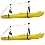 RAD Sportz Kayak Hoist Set – Overhead Pulley System with 125 lb Capacity for Kayaks, Canoes, Bikes, or Ladder Storage (2 Pack), Black