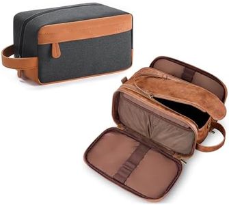Elviros Travel Toiletry Bag Gift for Men,Mens Toiletries Bag Gifts Set Shaving Dopp Kit Water-resistant Bathroom Toiletries Organizer PU Leather Cosmetic Bags 2 Pack Brown