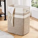 OIAHOMY Laundry Hamper-Laundry Basket,Tall Cotton Storage Basket with Handles,Decorative Blanket Basket for Living room,Collapsible Large Basket for Toys,Pillows,Clothes-16x13x22in-Yellow variegated