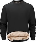 Tansozer Men's Warm Sweatshirts Winter Jumper Thermal Fleece Lined Pullover Sherpa Sweater (Black, L)