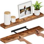 Ballucci Floating Shelves, 36" Wood Wall Shelf Set of 2, with Invisible Brackets for Bathroom, Living Room, Bedroom, Kitchen, Nursery, 6" Deep, Rustic Brown