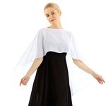 Freebily Women Chiffon Shawl Cape High-Low Tops Capelet Bridal Wedding Evening Wraps Bolero Shrug White One Size