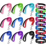 Silkfly 9 Sets Dog Collar and Leash Set for Small Medium Large Dogs Reflective Nylon Dogs Leashes Adjustable Dog Collar Padded Handle Dog Leash Walking Training (Lovely Color)