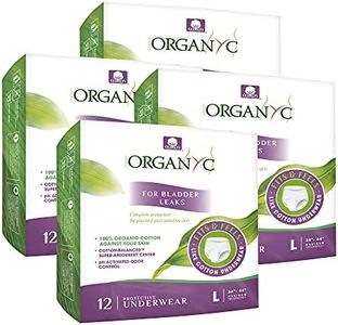 Organyc Bladder Control Underwear for Women - Organic Cotton Protective Underwear for Incontinence, Leak Protection, Odor Protection and Sensitive Skin, Large, 48 Count