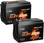 LiTime12.8V 320Ah Mini LiFePO4 Battery, Bluetooth Lithium Battery, 4000+ Deep Cycles, Built-in 200A BMS, IP65 Waterproof, Backup Power for RV, Trolling Motors, Marine, Off-Grid (2 Pack)