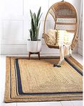 HOUSINE®Handwoven Jute Natural Reversible Rugs Braided Floor Carpet Mat for Living Room, Bedroom, Dining, Office, Restaurant (CAPAT007, 4x6 feet - Rug/Carpet)