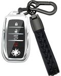 Teenpull Key Fob Cover Fit for Toyota, Case with Keychain,TPU 360 Degree Protection Key Case Fit for Venza, RAV4 Prime, Tundra, Sienna, Land Cruiser, Corolla Cross, bZ4X,Crown, Sequoia, Silver