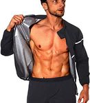 NINGMI Sauna Sweat Suit for Men Zipper Gym Jacket Slimming Weight Loss Fitness Workout Long Sleeve Body Shaper Black