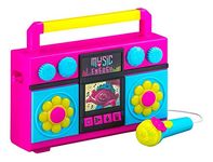 eKids Trolls World Tour Sing Along Boom Box Speaker with Microphone for Fans of Trolls Toys for Girls, Kids Karaoke Machine with Built in Music and Flashing Lights