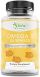 Pure By Nature Omega 3 Gummies for Adults & Kids, Omega 3 Fatty Acid Supplements with Omega 3 6 9 for Circulatory Support, No Fish Oil Orange Flavor Omega Gummies, 60 Days Supply (60 Count)