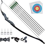 BZTANG Archery Recurve Takedown Bow and Arrow Set 40lbs 50lbs for Youth Adult Beginners Training Practice Wooden Straight Bow Longbow Kit (50LBS)