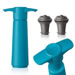 Vacu Vin Wine Saver Pump Blue with Vacuum Wine Stopper - Keep Your Wine Fresh for up to 10 Days - 1 Pump 2 Stoppers - Reusable - Made in the Netherlands