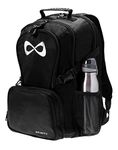 Nfinity Classic Cheer Backpack For Cheerleading With Detachable Purse, Bottle Holders, and Laptop Sleeve, Black, Large, Classic