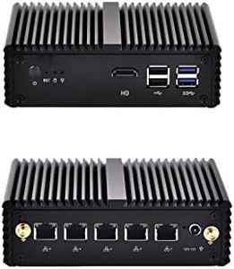 QOTOM Q730G5 Barebone Mini PC - Intel Quad-core J4105, AES-NI, 5 Intel 2.5G LAN, 10Watts, Industrial Mini PC Firewall Gateway Router (Q730G5 Barebone, No RAM, No SSD)