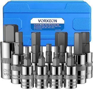 VORXEON Douilles à six pans 2mm à 14mm, Douille Allen Entraînement 1/2,3/8,1/4, 13 Pcs Douille allen Douille hex Douilles à embouts intérieurs métriques avec coffret de rangement