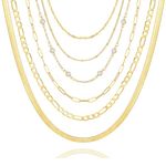 Dainty Gold Layered Necklaces for Women,18k Gold Layering Chain Necklace Set, Adjustable Choker Necklace Trendy for Women Gifts