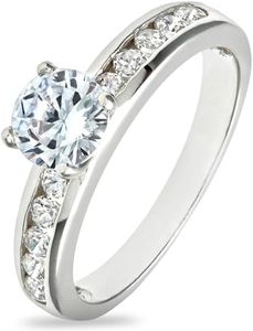 Citerna Silver Cz Engagement Ring with Cz shoulders