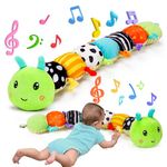 Baby Musical Toys 6-12 Months, Caterpillar Stuffed Animal Toys with Multi-Sensory Crinkle, Teether, Rattle & Textures for Baby 0-3-6-12 Months, Infant Soft Plush Toy Newborn Birthday Boy Girl Gift