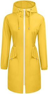 ELESOL Womens Lightweight Raincoats Waterproof Long Windbreaker Active Outdoor Rain Jacket.yellow,xx-large
