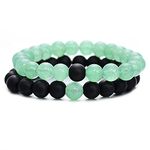 Young & Forever Gift Mens Beaded Bracelets Onyx Stone Beads for Women Anxiety Long Distance Relationships Aventurine Couples Bracelets Set of 2 Couples Gift