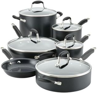 Anolon Advanced Home Hard Anodised Non stick 11 piece cookware set, Pots and Pans set, Oven Safe, Onyx with Lid