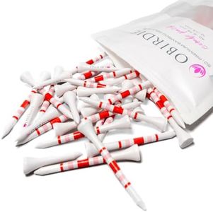 Obirdie Bamboo Golf Tees Bulk Pack of 50 Strong Durable Golf Tees 2.75 and 1.5 Inch Short and Long Golf Tees for Women Eco Friendly Bamboo Tees Golf Accessories Womens Golf Ball Tees (Red & Pink)