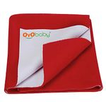 OYO BABY Quickly Dry Sheet for New Born Baby, Extra Absorbent & Anti-Piling Fleece Soft Dry Sheet, Reusable Waterproof Baby Dry Sheet for Toddler Infant, Small Size (Small - 70 cm X 50 cm), Red