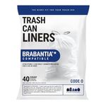 Plasticplace Bin Liners 8 Gal / 30 Litre Compatible with Brabantia (x) Code O, 1.2 Mil Thick, White Trash Bags, 17.5"W x 30"H, (40 Case)