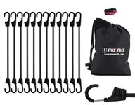 MAGMA 12 Bungee Cords Pack | Heavy Duty Cable Ties for Car, Truck, Trailer | Luggage Straps for Securing Basha, Cargo and Tarpaulins | Camping, Military and Outdoor Elastic Cord Tool (45cm, Black)