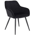 WOLTU 1 X Kitchen Dining Chair Black with Arms and Backrest, Living Room Chair Chair for Bedroom Velvet, BH93sz-1