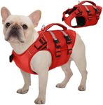 Kuoser Dog Life Jacket, High Flotation Dog Life Vest for Swimming Boating, Adjustable Ripstop Dog Lifesaver for Small Medium and Large Dogs, Reflective Safety Pet Life Preserver with Rescue Handle