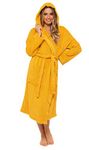 CityComfort Ladies Robe Terry Towelling Cotton Dressing Gown Bathrobe Highly Absorbent Women (L, Mustard)