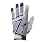 Mizuno F-257 Women's Softball Batting Glove, WHITE-NAVY, X-Large