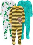 Simple Joys by Carter's Baby Boys' Snug-Fit Footed Cotton Pajamas, Pack of 3, Dinosaur/Animal, 18 Months