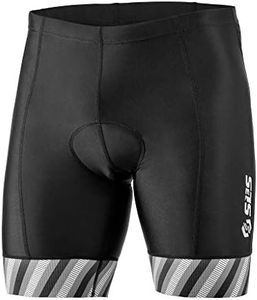 SLS3 Triathlon Shorts Mens – Tri Shorts Mens – 2 Pockets FRT – Designed by Athletes for Racing (Black/Gray Stripes, X-Large)