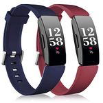 Vobafe 2 Pack Strap for Fitbit Inspire Strap/Inspire HR Strap, Soft Silicone Sport Replacement Wristband Compatible with Fitbit Inspire/Inspire HR/Inspire 2/Ace 2 Small Wine Red/Dark Blue