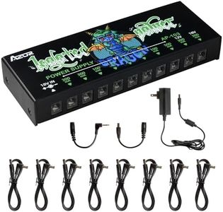 AZOR AP-103 Guitar Pedal Power Supply, True Isolated Pedalboard Power Supply with 10 Totally Isolated DC 9V/12V/18V Outputs(100mA/300mA/500mA), Noiselessly - Reliable Guitar Pedal Board Power Supply