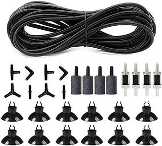 ALEGI 25 Feet 3/16 Inch Standard Aquarium Silicone Airline Tubing with Air Stones, Check Valves, Suction Cups and Connectors for Fish Tank, Hydroponics (Black)