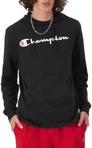 Champion Men's Hoodie, Midweight T-Shirt Hoodie, Soft and Comfortable T-Shirt Hoodie for Men, Black Script, Large