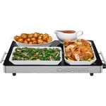 Chefman Electric Warming Tray with Adjustable Temperature Control, Perfect for Buffets, Restaurants, Parties, Events and Home Dinners, 53 x 41 cm Glass-Top Surface Keeps Food Hot – Stainless Steel
