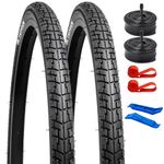 YUNSCM 2-PCS 26 x 1 3/8 (37-590) Bike Tires and 26x1 3/8 Bike Tubes Schrader Valve with 2 Rim Strips Compatible with 26 x 1 3/8 26x1 3-8 Bike Bicycle Tires and Tubes (Y-354)
