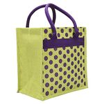 Jute Cottage Jute Bags for Lunch for Men | Jute Bags with Zip | Jute Tote Bag | Jute Tiffin Bags | Printed Jute Bag | Jute Carry Bag, Green