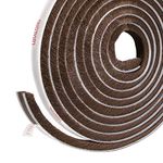 fowong Adhesive Brush Weather Stripping, 4.9 m(L) x 9mm(W) x 5mm(T), High Density Felt Door Brush Strip for Sliding Sash Door Window Wardrobe Seal (Brown)