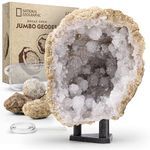 NATIONAL GEOGRAPHIC Open 5 Giant Geodes - Earth Science Kit with 5 Premium Extra-Large Geodes with Crystals, Glasses, Learning Guide and Display, STEM