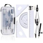 Maths Set | 10Pcs Geometry Sets Maths Sets for Secondary School | Protractor and Compass Set Compass Maths Ruler Set with Storage Box