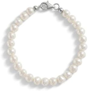 925 Sterling Silver 5.5" Toddler Bracelet with Freshwater Cultured Pearl - Elegant Formal Event Jewelry for Babies & Toddlers - Delicate Accessory for Baptism