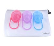 purifyou PurePouch BPA-Free Nipple Shield Case & Pacifier Case, Set of 3, With Free Mesh Sack - Fits All Major Pacifiers & Breastshields - Non Toxic - For Any Infant, Newborn, (Mixed)