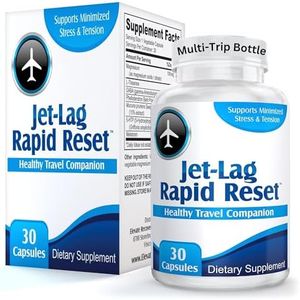 JET LAG Rapid-Reset (All-in-1) Travel & Airplane Relief Supplement | Plane Essentials Aid | 7-in-1 Natural Jet Lag Supplements | Jet Lag Circadian Rhythm Remedy Pills | Multi Trip Bottle | 30 Capsules