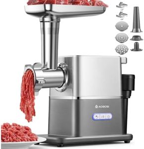AAOBOSI Meat Grinder Electric 3000W Max with 60dB Quiet DC Motor, Auto-Reverse & Storable Food Pusher - 3 Speed Settings,Grinding, Sausage & Kibbe Making for Home Use